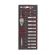 Ложемент с головками и трещоткой Milwaukee1/2" 28 шт 4932479826