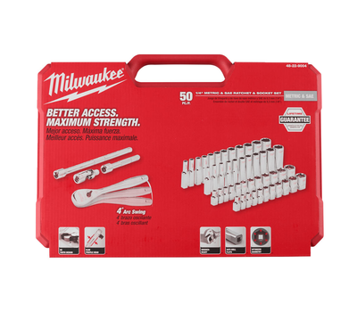 Набор метрических и дюймовых головок с трещоткой 1/4" Milwaukee 50 предметов 4932464944