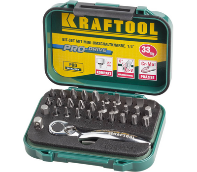Набор бит с мини-трещоткой Kraftool 33 шт 26157-H33