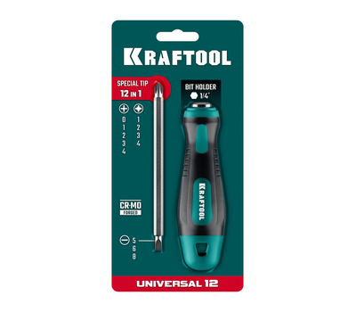 Отвертка универсальная с переставным двусторонним стержнем Kraftool Universal-12 26168