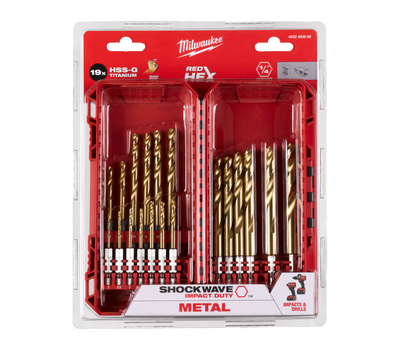 Набор сверл по металлу Milwaukee Shockwave HSS-G Tin Red Hex 19 шт. 4932493866